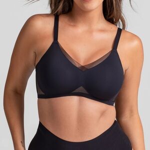 HONEYLOVE WOMENS CROSSOVER WIRELESS BRA BLACK LARGE